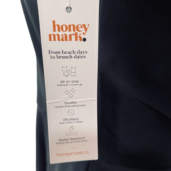 Honeymark Black Swim Dress Skater Swimsuit Coverup Medium Modest Tenniscore - Picture 3 of 9